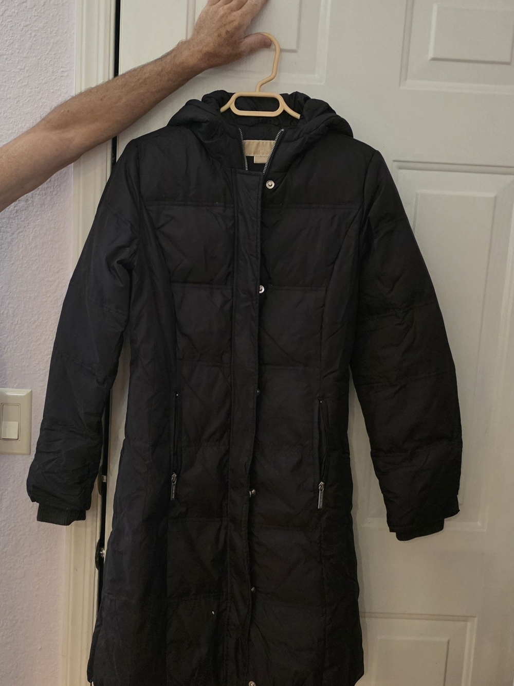Michael Kors XS Women's Black Hooded Long Puffer Coat